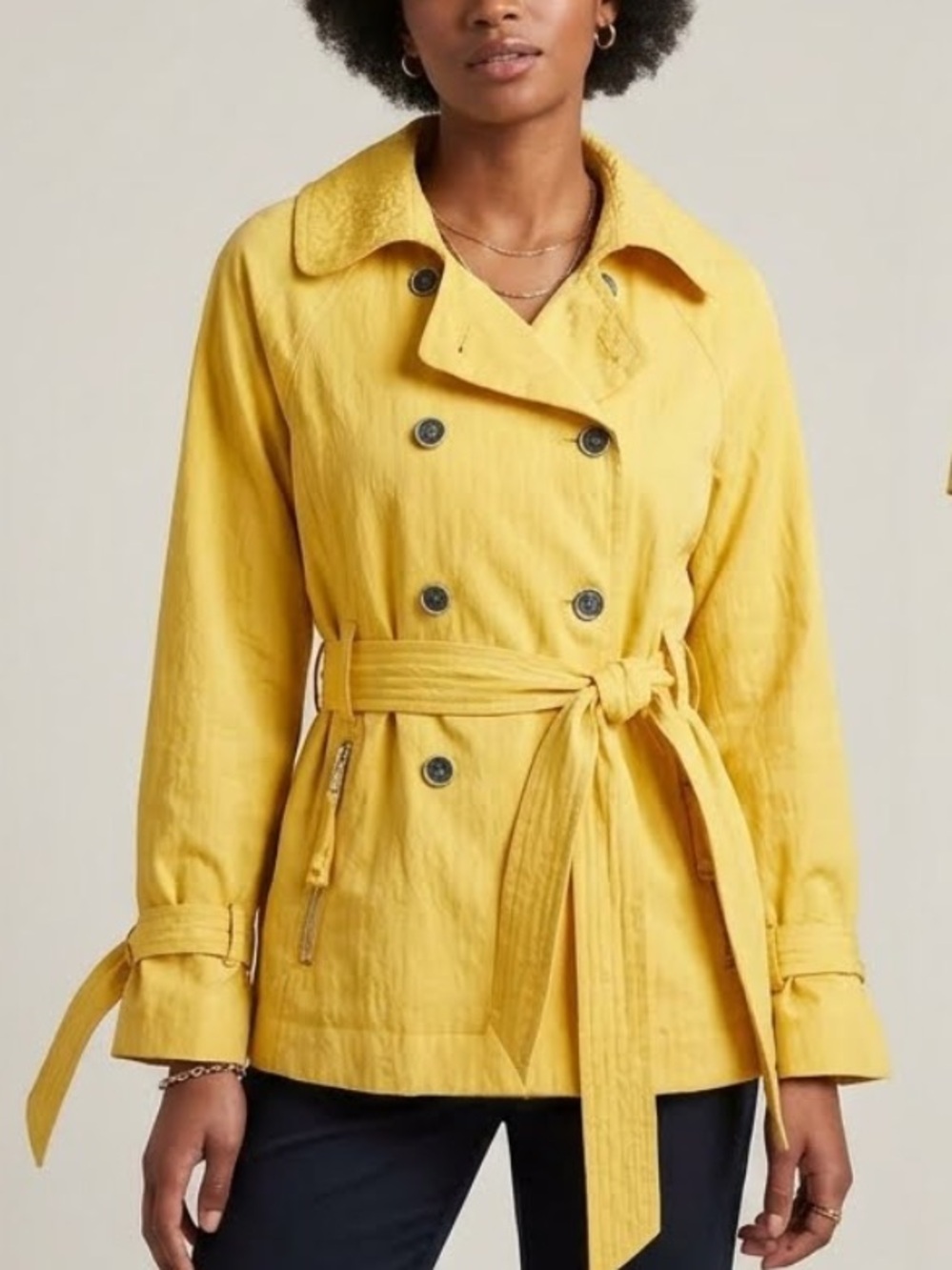 ANTHROPOLOGIE | MILLARD FILLMORE MF-13 Yellow Double Breasted Trench Coat Large